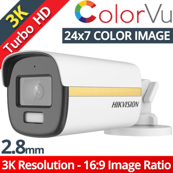 Hikvision DS-2CE10KF3T (2.8mm)	3K ColorVu Fixed Mini Bullet Camera