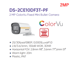 Hikvision DS-2CE10DF3T-PF (3.6mm) 2 MP ColorVu Fixed Mini Bullet Camera - Image 5
