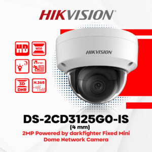 Hikvision DS-2CD3125G0-IS (2.8mm) 2MP Powered by darkfighter Fixed Mini Dome Network Camera - Image 1