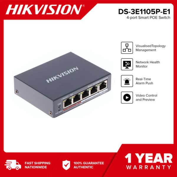 Hikvision DS-3E1105P-EI 4 Port Fast Ethernet Smart POE Switch - Image 4