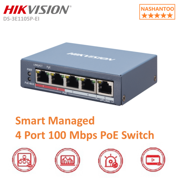 Hikvision DS-3E1105P-EI 4 Port Fast Ethernet Smart POE Switch - Image 6