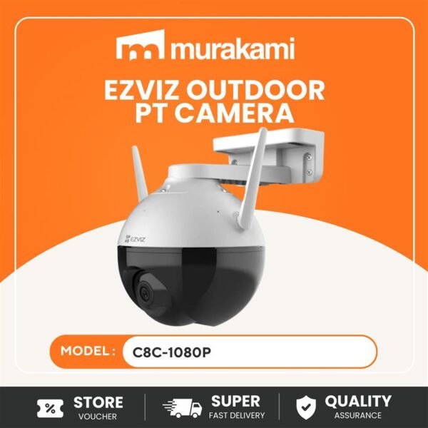 EZVIZ Outdoor PT Camera (C8C-1080P) – Smart 360° Full HD WiFi Security Camera with Color Night Vision