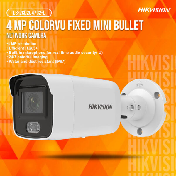 Hikvision	DS-2CD2047G2-L (2.8mm) 4 MP ColorVu Fixed Mini Bullet Network Camera