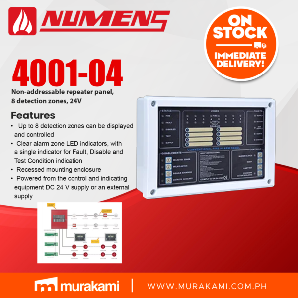 Numens 4001-04 Non-addressable repeater panel, 8 detection zones, 24V
