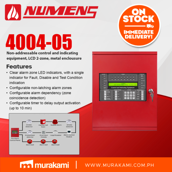 Numens 4004-05 Non-addressable control and indicating equipment, LCD 2-zone, metal enclousure