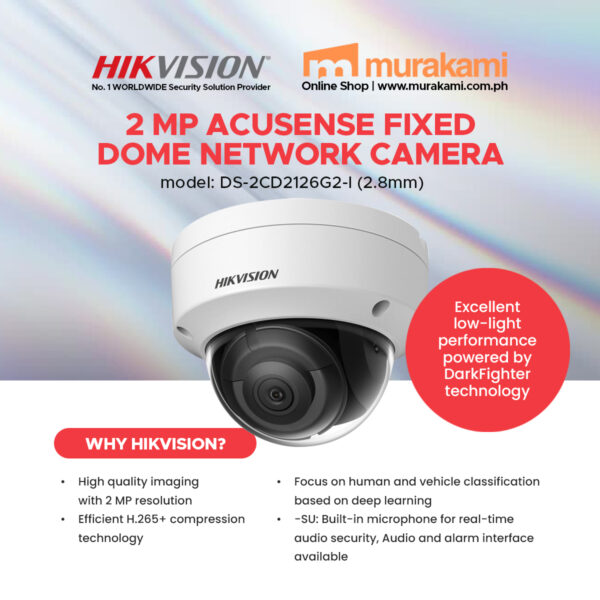 Hikvision	DS-2CD2126G2-I (2.8mm) 2 MP AcuSense Fixed Dome Network Camera