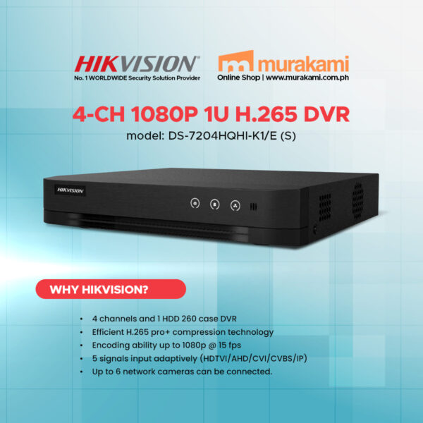Hikvision	DS-7204HQHI-K1/E (S) 4 CH 1080P 1U H.265 DVR