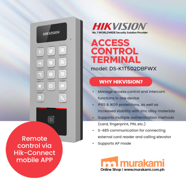 Hikvision	DS-K1T502DBFWX	Access Control Terminal
