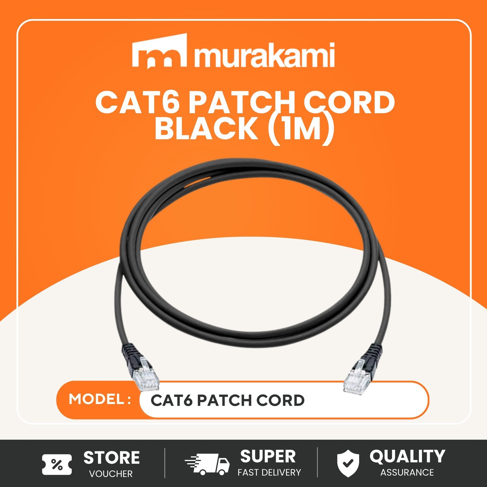 OCS (CAT6 PATCH CORD Black) (1m)