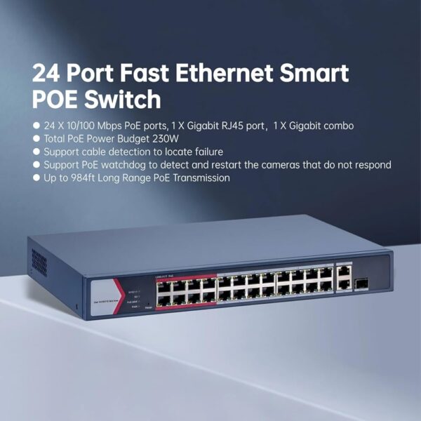 Hikvision	DS-3E1326P-EI 24 Port Fast Ethernet Smart POE Switch