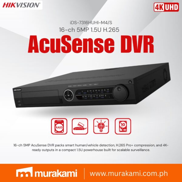 Hikvision	iDS-7316HUHI-M4/S 16-ch 5MP 1.5U H.265 AcuSense DVR