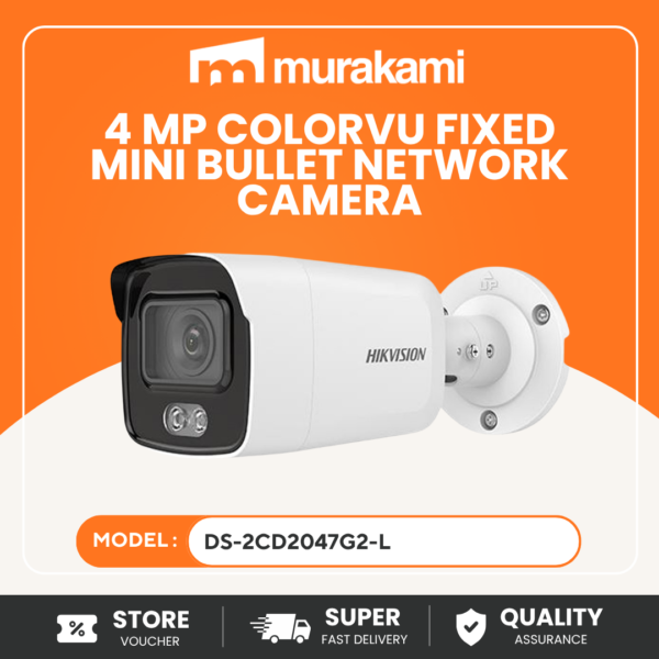Premium Hikvision (DS-2CD2047G2-L) 4MP Bullet Camera 4mm ColorVu Full Color Night Vision IP CCTV Security