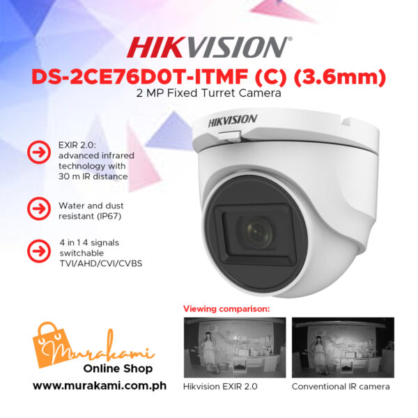Hikvision	DS-2CE76D0T-ITMF (C) (3.6mm) 2 MP Fixed Turret Camera