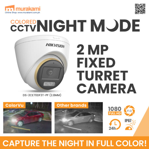 Hikvision	DS-2CE70DF3T-PF (2.8mm) 2 MP ColorVu Fixed Turret Camera