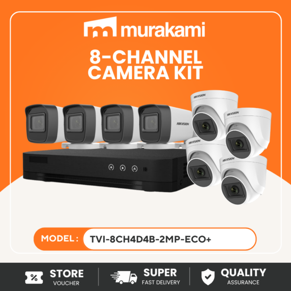Best Hikvision (TVI-8CH4D4B-2MP-Eco+) CCTV Kit Premium 8CH 2MP DVR Surveillance Security System Complete Package