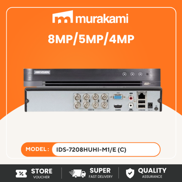 Hikvision (iDS-7208HUHI-M1/E) (C) for Better 8-Channel DVR–Powerful 4K Turbo HD Video Recorder with Smart AI Security Features
