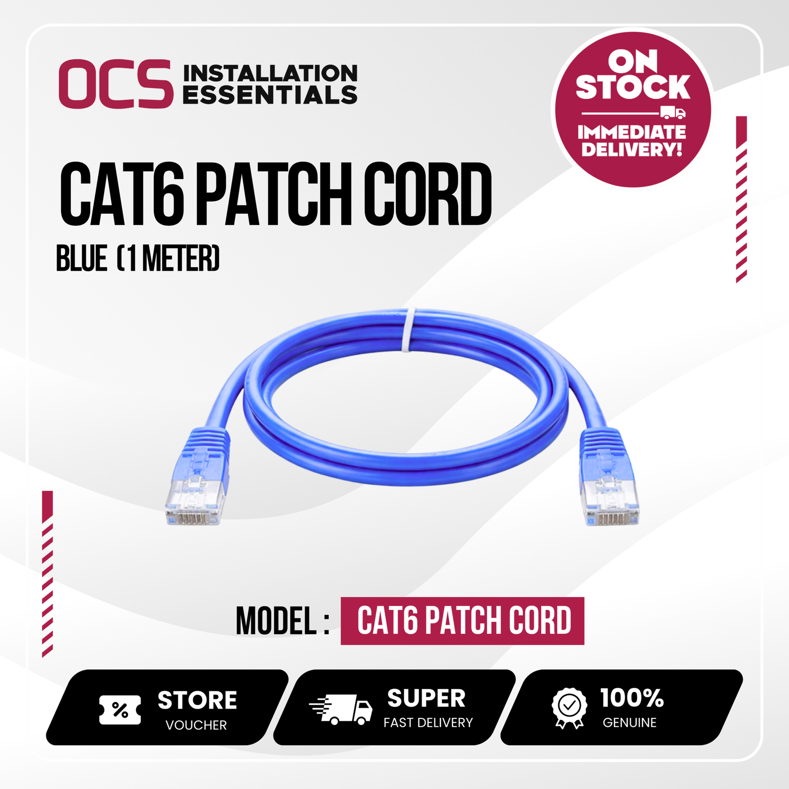 Installation Essential (CAT6 PATCH CORD BLUE) (1m) - Image 4