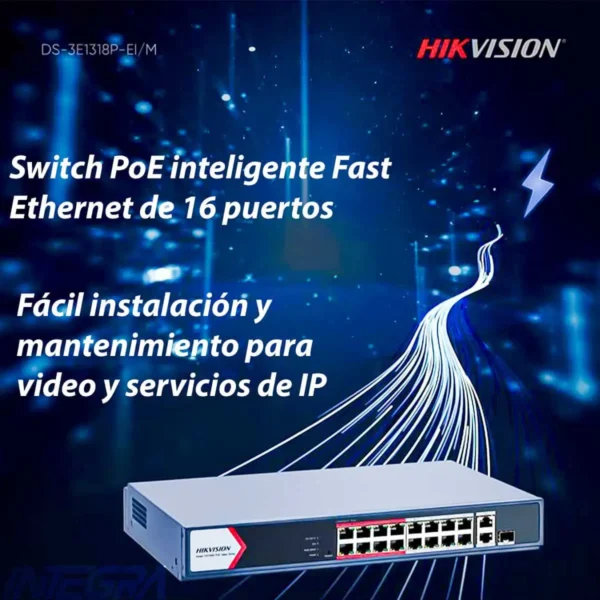 Hikvision	DS-3E1318P-EI/M 16 Port Fast Ethernet Smart POE Switch
