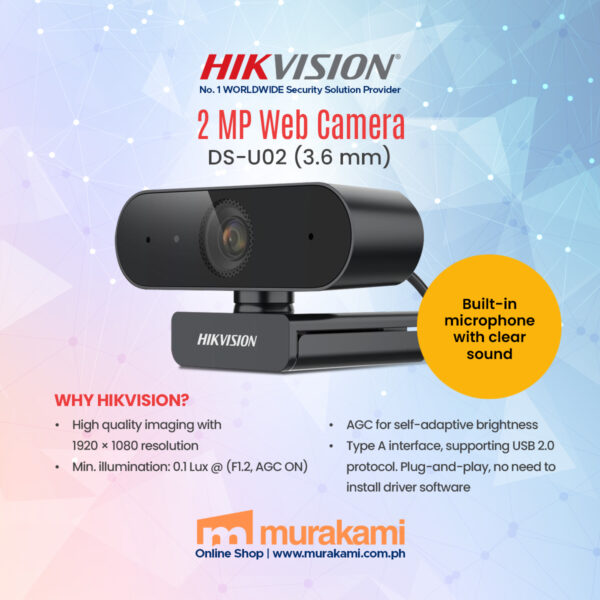 Hikvision	DS-U02 (3.6 mm) 2 MP Web Camera