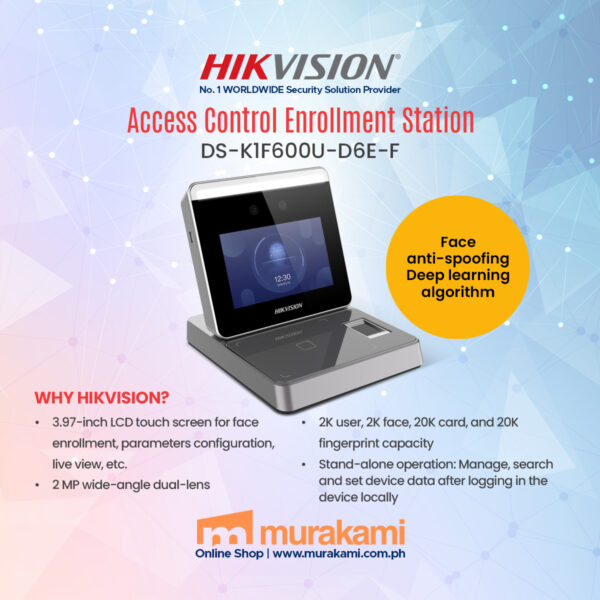 Hikvision	DS-K1F600U-D6E-F	Enrollment Station