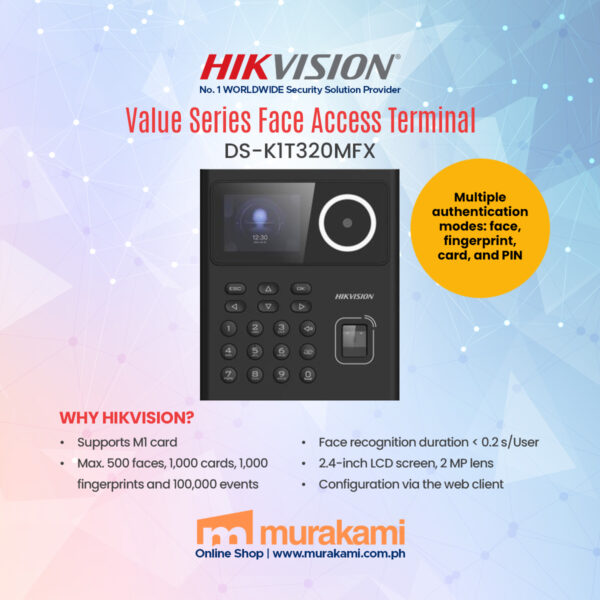 Hikvision	DS-K1T320MFX Value Series Face Access Terminal