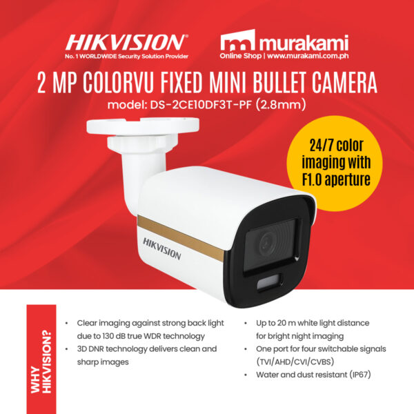 Hikvision	DS-2CE10DF3T-PF (2.8mm)