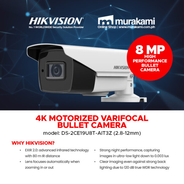 Hikvision	DS-2CE19U8T-AIT3Z (2.8-12mm) 5 MP Fixed Bullet Camera