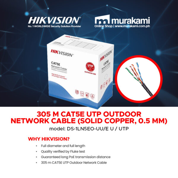 Hikvision	DS-1LN5EO-UU/E U / UTP 4-Pair Category 5E PE Sheathed Cable