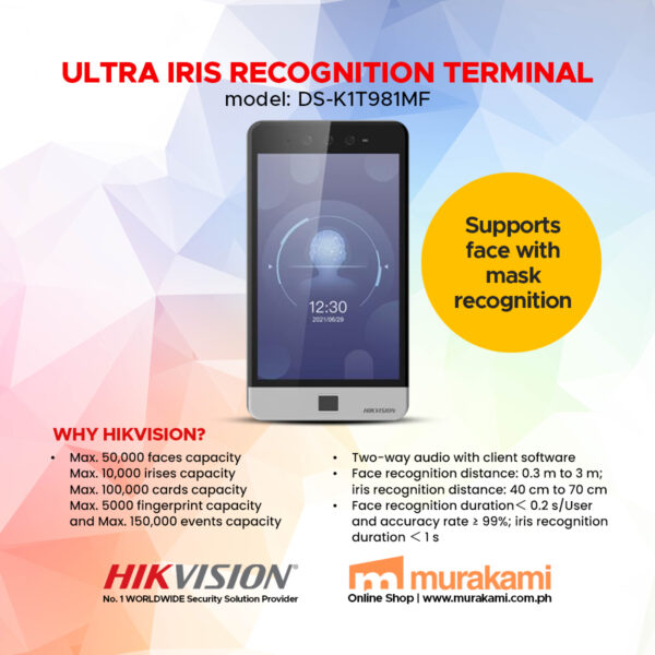 Hikvision	DS-K1T981MF	Face + Iris + Finger All in One