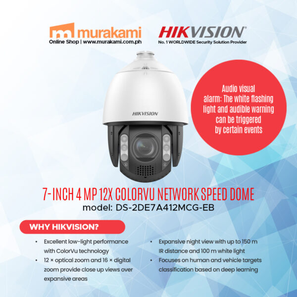 Hikvision	DS-2DE7A412MCG-EB 7-inch 4 MP 12X ColorVu Network Speed Dome