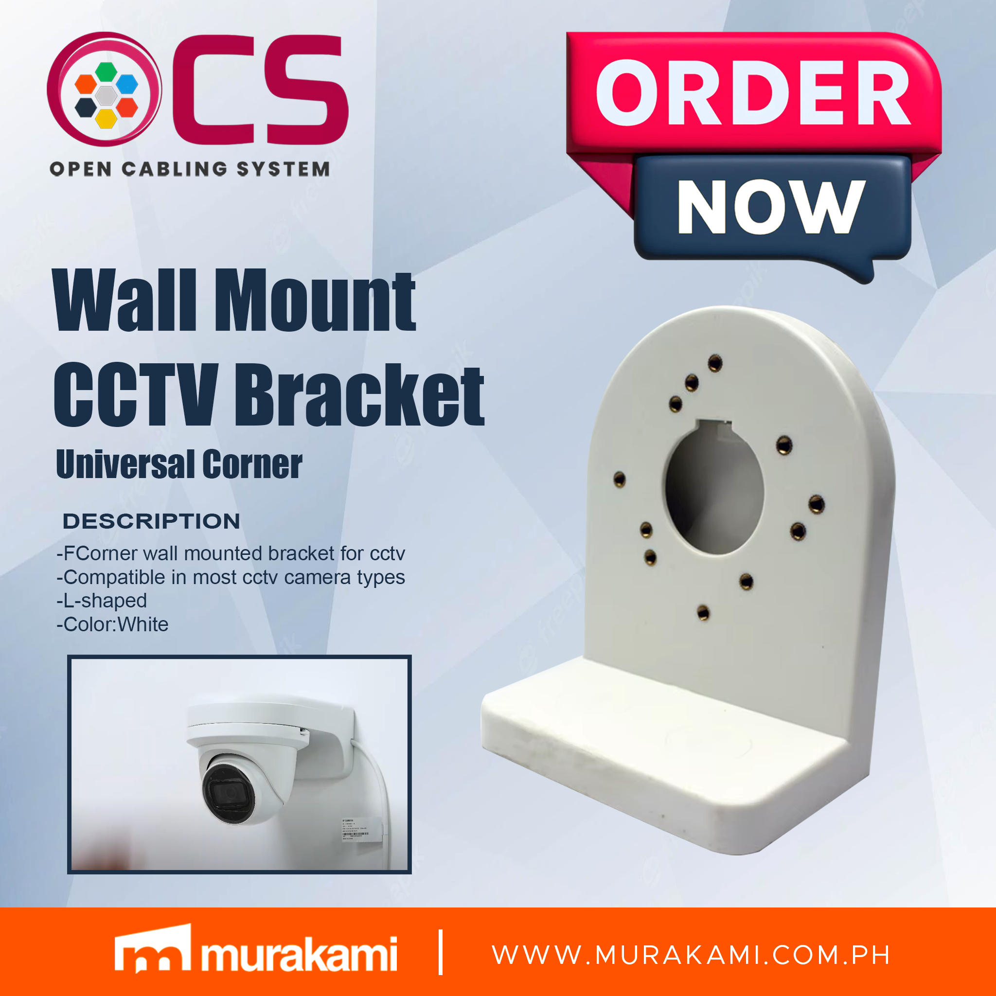 OCS	Wall Mount CCTV Bracket Universal Corner - Image 1