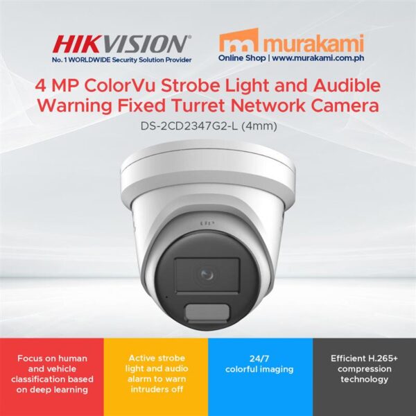 Hikvision	DS-2CD2347G2-LU (2.8mm) 4 MP ColorVu Fixed Turret Network Camera