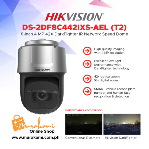 Hikvision	DS-2DF8C442IXS-AEL (T2) 8-inch 4 MP 42X DarkFighter IR Network Speed Dome