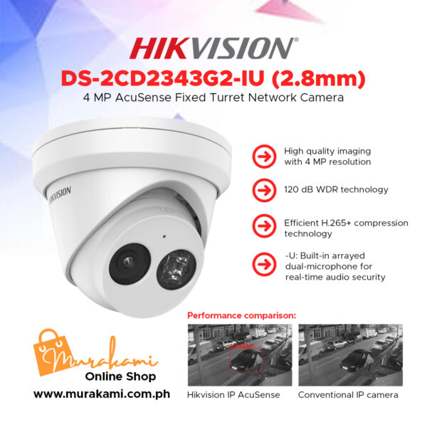 Hikvision	DS-2CD2343G2-IU (2.8mm) 4 MP WDR Fixed Turret Network Camera