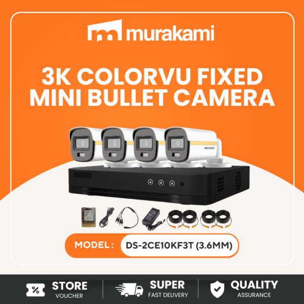 Colored Night Mode CCTV (3K ColorVu 2 Turret and 2 Bullet Analog) Kit