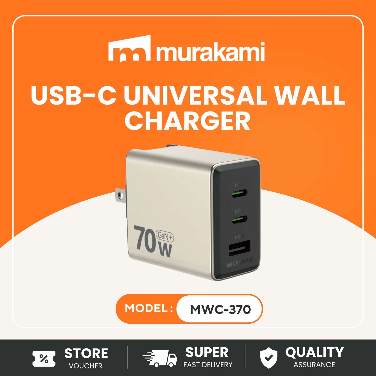Micropack (MWC-370) For Quality USB-C Universal Wall Charger