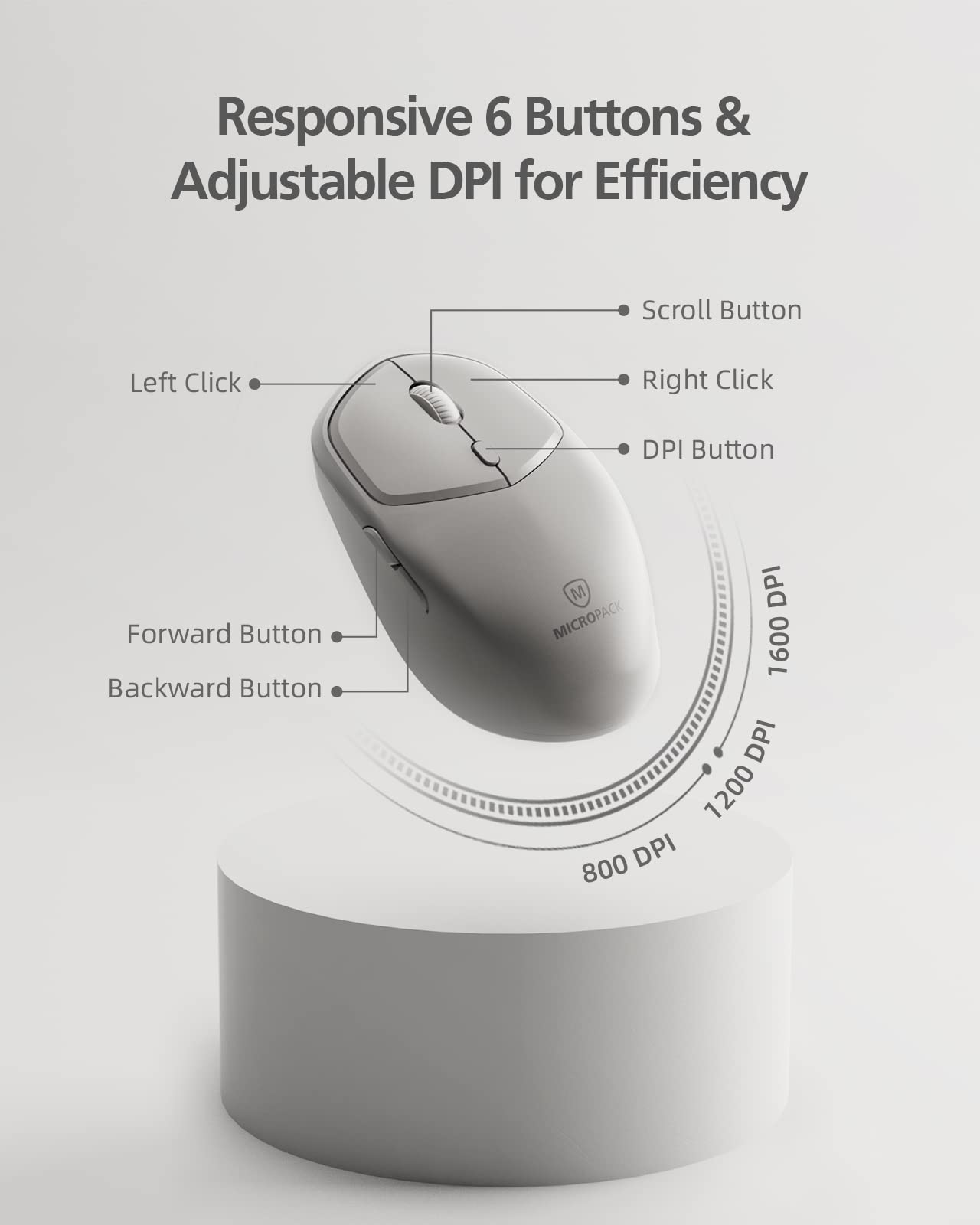 RF 2.4G Wireless Mouse (AM-726W-GY)