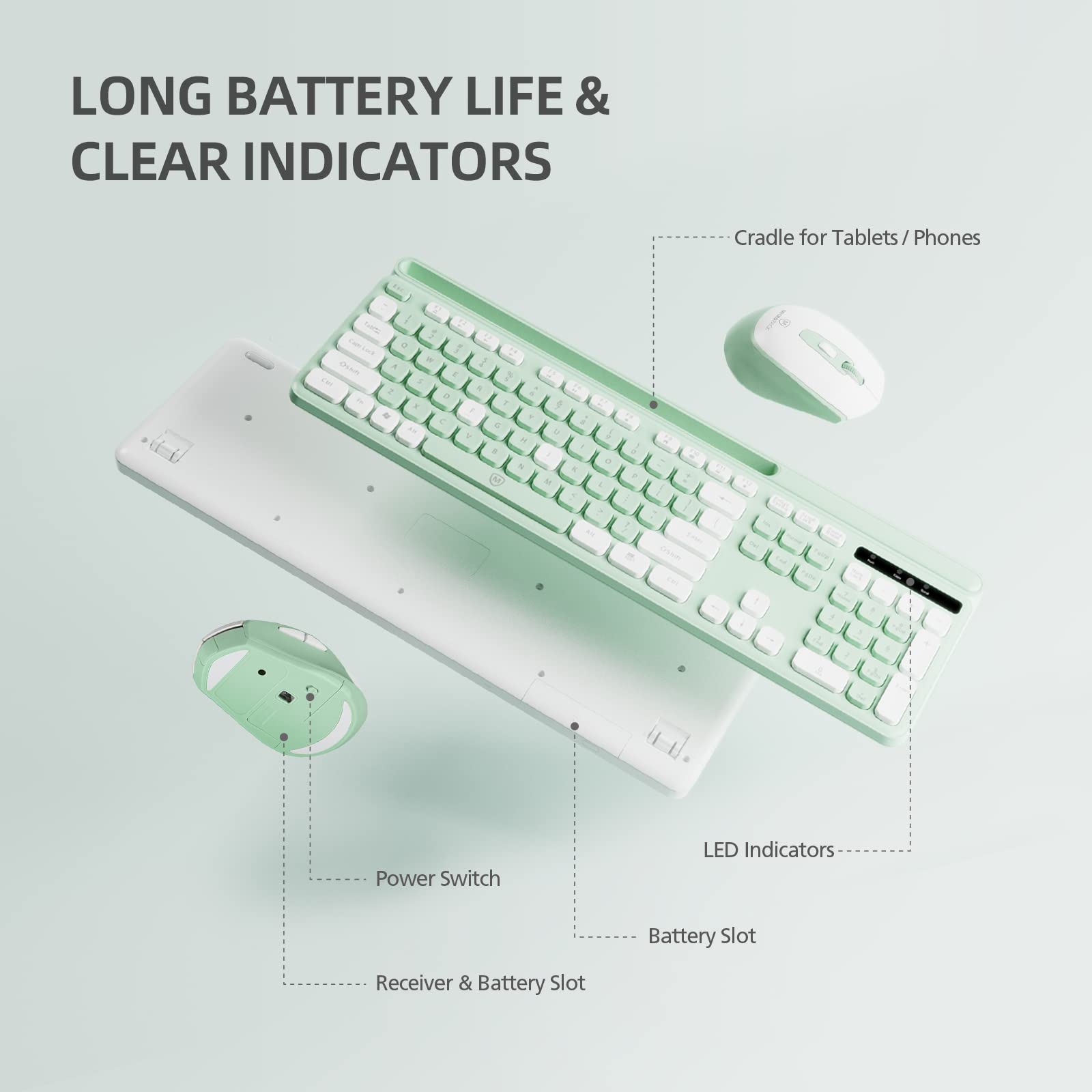 2.4G Wireless Keyboard+Mouse Combo (KM-239W-EN-GNWH)