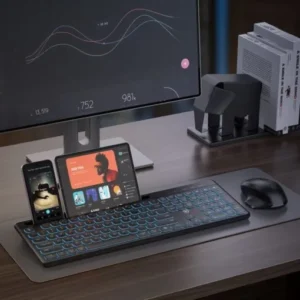 Rechargeable RGB Light Wireless Keyboard and Mouse Combo (AKM-240W-BK)