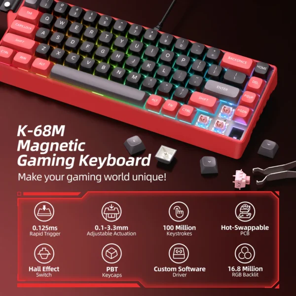 Magnetic Switch Keyboard (K-68M-EN-RD)