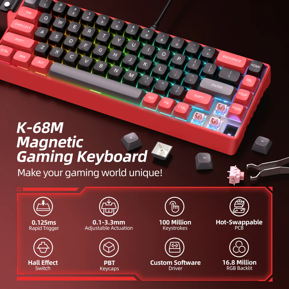 Magnetic Switch Keyboard (K-68M-EN-RD)