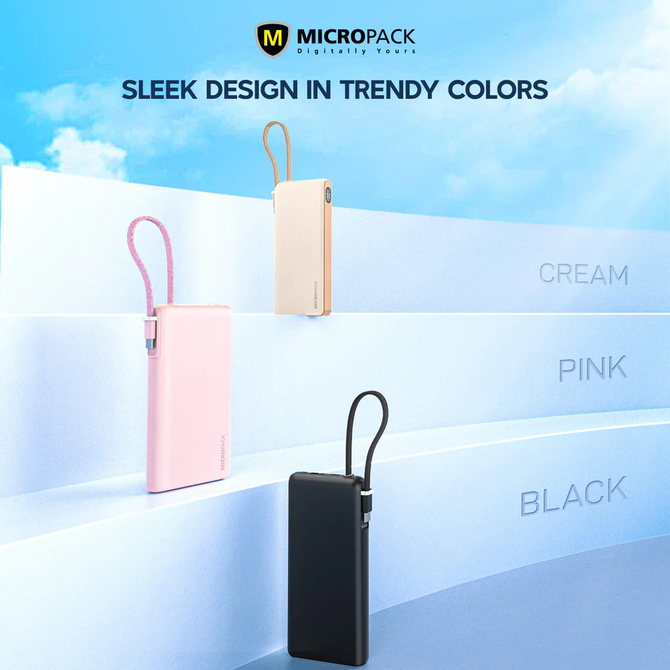 10000mAh Built-in Cable Fast Charging Power Bank (PB-C10) - Image 4