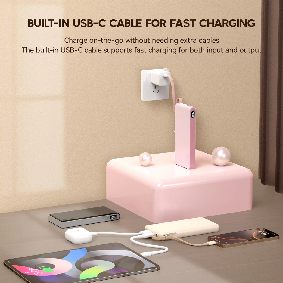 10000mAh Built-in Cable Fast Charging Power Bank (PB-C10) - Image 2