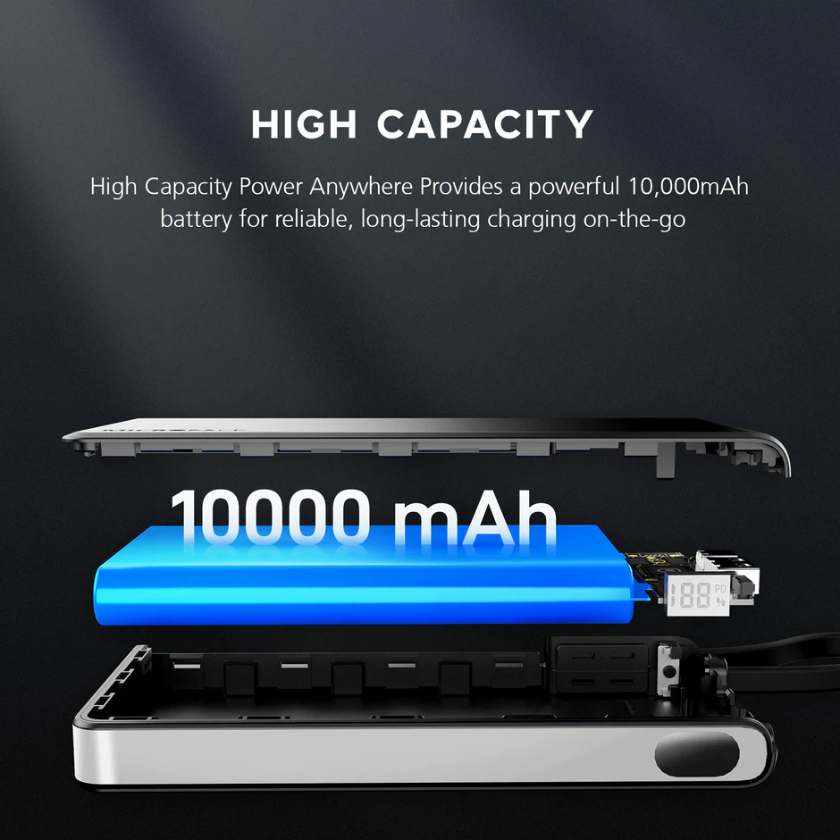10000mAh Built-in Cable Fast Charging Power Bank (PB-C10) - Image 3
