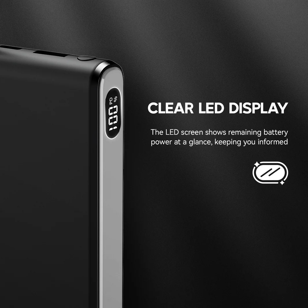 20000mAh Built-in Cable Fast Charging Power Bank (PB-C20-BK) - Image 4