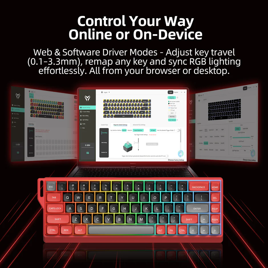 Magnetic Switch Keyboard (K-68M-EN-RD) - Image 2