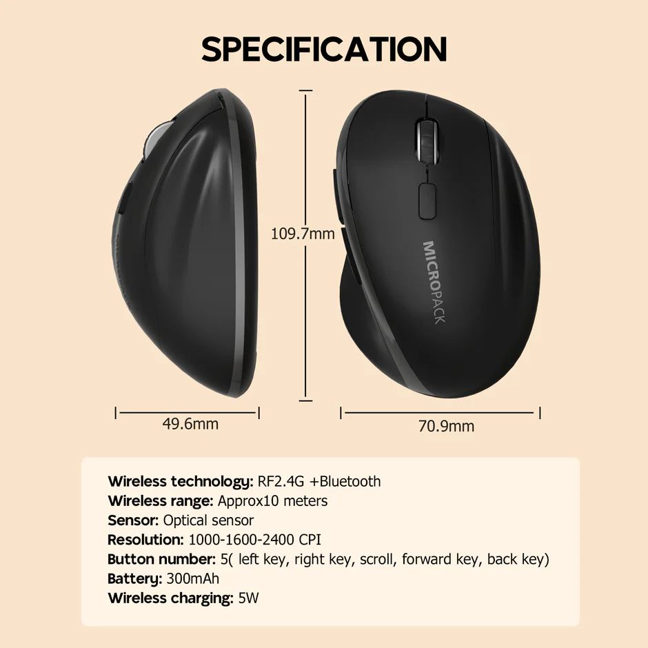 2.4G+Bluetooth Rechargeable Wireless Mouse (ML-W01) - Image 3