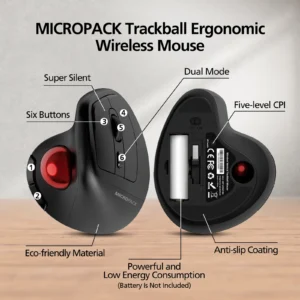 RF 2.4G and Bluetooth Wireless Trackball Mouse (MP-V05W)