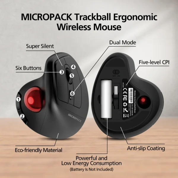 RF 2.4G and Bluetooth Wireless Trackball Mouse (MP-V05W)