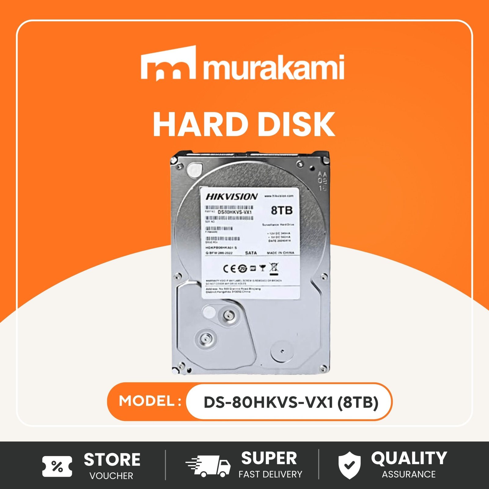 Hikvision (DS-80HKVS-VX1) (8TB) For A High Quality Hard Disk Drive